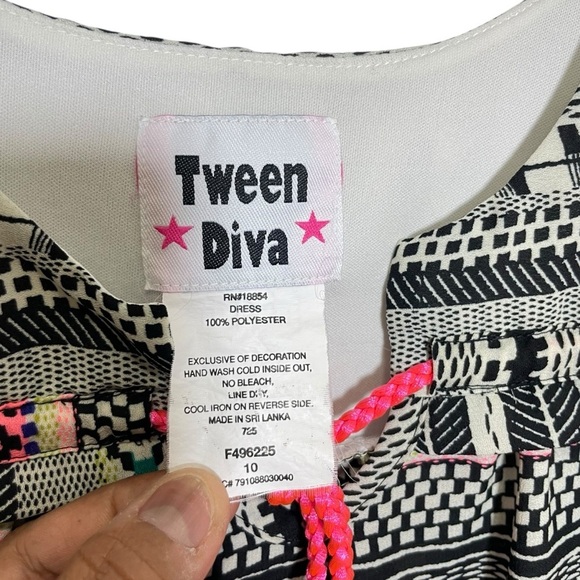 Tween Diva Youth Girl’s Dress Size 10 Multicolor Neon Pink Tassels - Picture 6 of 8